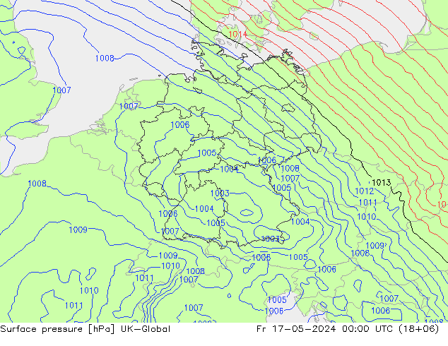 Surface pressure UK-Global Fr 17.05.2024 00 UTC