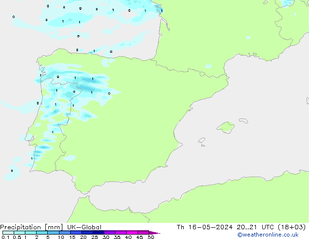 Precipitation UK-Global Th 16.05.2024 21 UTC