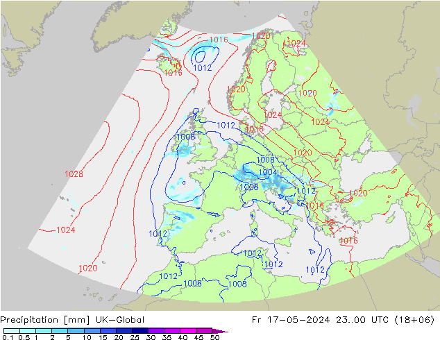 Precipitazione UK-Global ven 17.05.2024 00 UTC