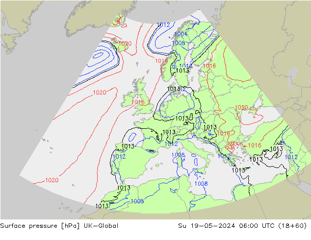 Surface pressure UK-Global Su 19.05.2024 06 UTC