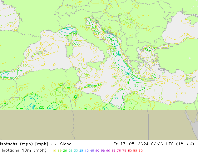 Isotachen (mph) UK-Global vr 17.05.2024 00 UTC
