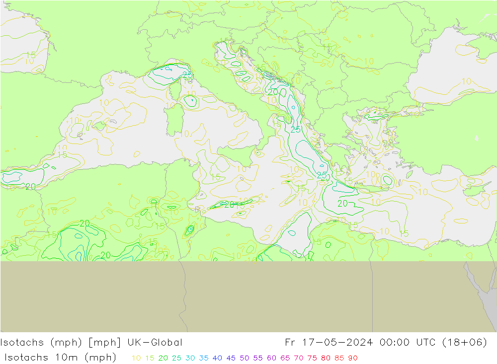 Isotachen (mph) UK-Global vr 17.05.2024 00 UTC