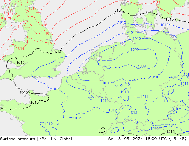 pressão do solo UK-Global Sáb 18.05.2024 18 UTC