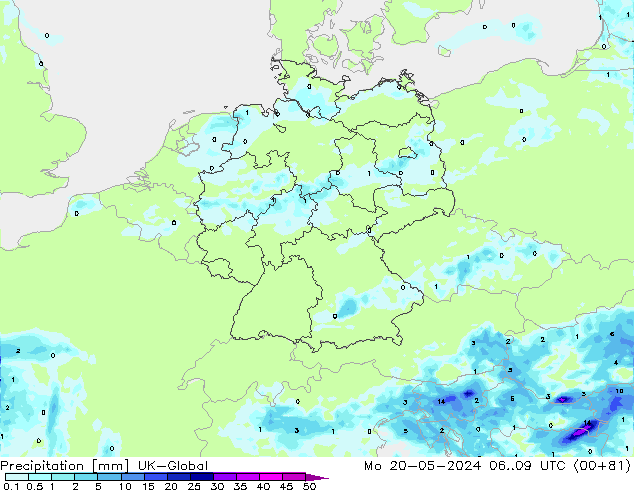 Precipitation UK-Global Mo 20.05.2024 09 UTC