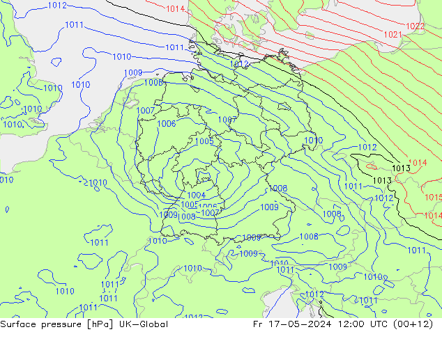 Surface pressure UK-Global Fr 17.05.2024 12 UTC