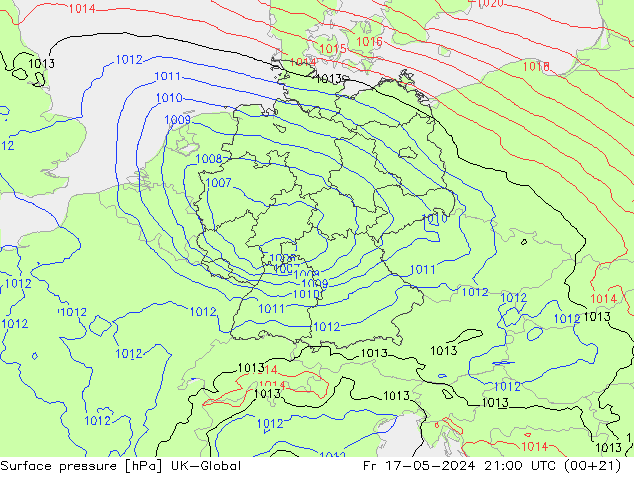 Surface pressure UK-Global Fr 17.05.2024 21 UTC