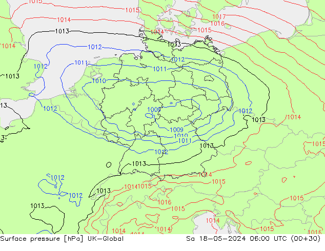 Surface pressure UK-Global Sa 18.05.2024 06 UTC
