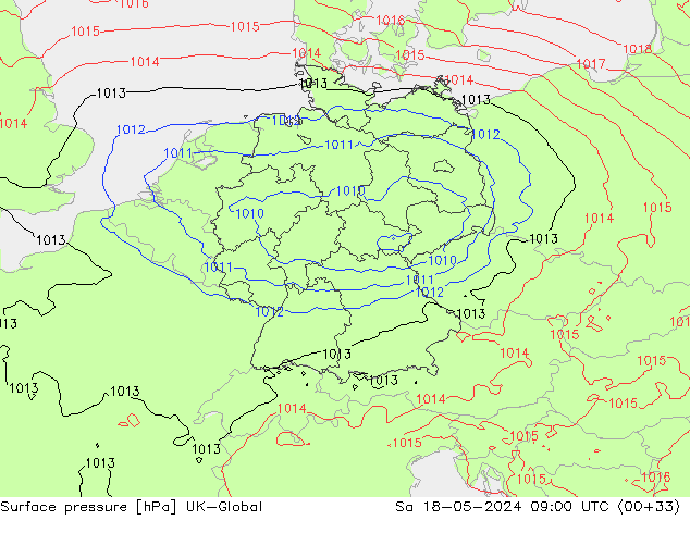 Surface pressure UK-Global Sa 18.05.2024 09 UTC