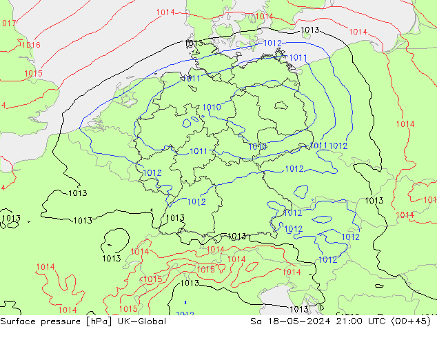 Surface pressure UK-Global Sa 18.05.2024 21 UTC