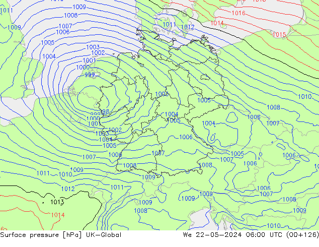 Atmosférický tlak UK-Global St 22.05.2024 06 UTC