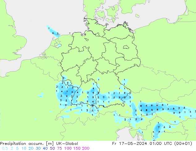 Precipitación acum. UK-Global vie 17.05.2024 01 UTC