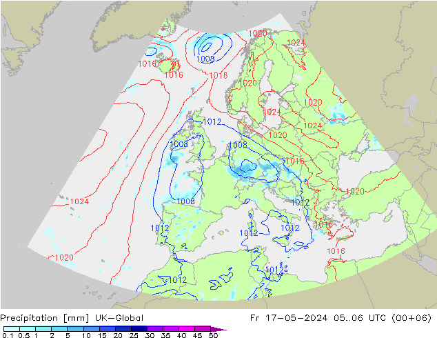 Precipitation UK-Global Fr 17.05.2024 06 UTC