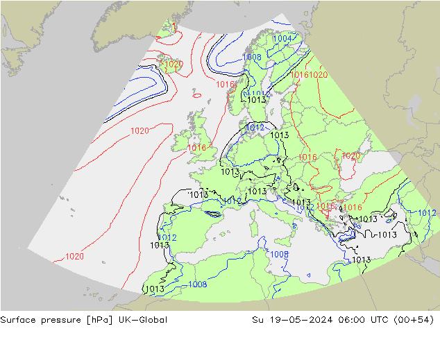 pression de l'air UK-Global dim 19.05.2024 06 UTC