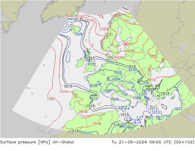 pression de l'air UK-Global mar 21.05.2024 06 UTC