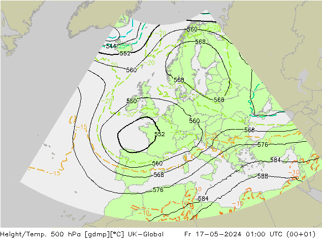 Height/Temp. 500 hPa UK-Global Fr 17.05.2024 01 UTC