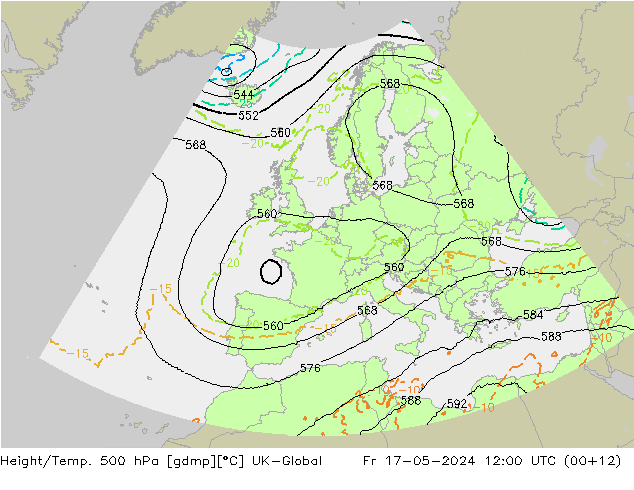 Height/Temp. 500 hPa UK-Global Fr 17.05.2024 12 UTC