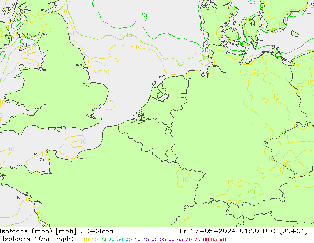 Isotachen (mph) UK-Global Fr 17.05.2024 01 UTC