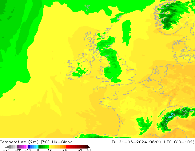 température (2m) UK-Global mar 21.05.2024 06 UTC