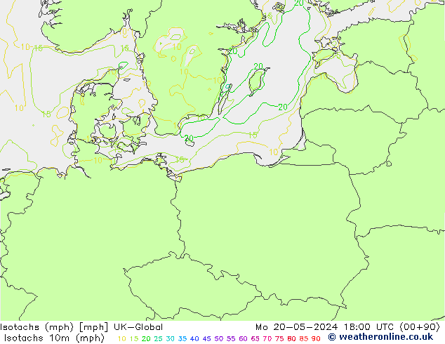 Isotachs (mph) UK-Global Po 20.05.2024 18 UTC