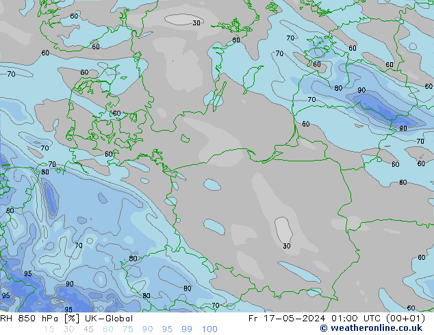 RH 850 hPa UK-Global Sex 17.05.2024 01 UTC