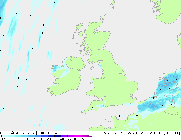 Precipitation UK-Global Mo 20.05.2024 12 UTC