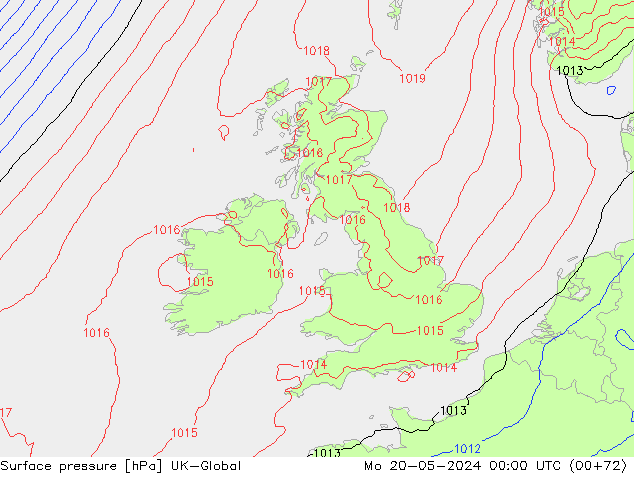 pressão do solo UK-Global Seg 20.05.2024 00 UTC