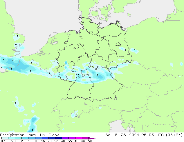 Precipitation UK-Global Sa 18.05.2024 06 UTC