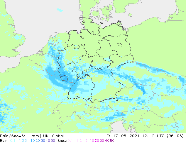 Rain/Snowfall UK-Global Pá 17.05.2024 12 UTC
