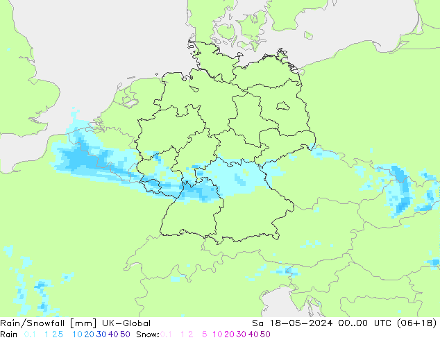 Rain/Snowfall UK-Global Sa 18.05.2024 00 UTC