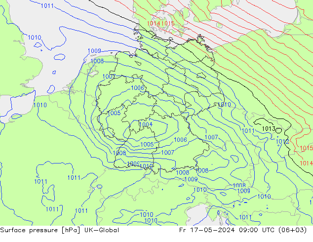приземное давление UK-Global пт 17.05.2024 09 UTC