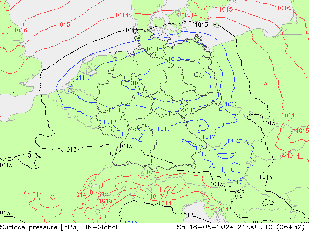 Luchtdruk (Grond) UK-Global za 18.05.2024 21 UTC