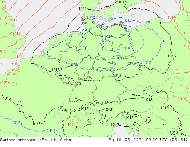pression de l'air UK-Global dim 19.05.2024 09 UTC