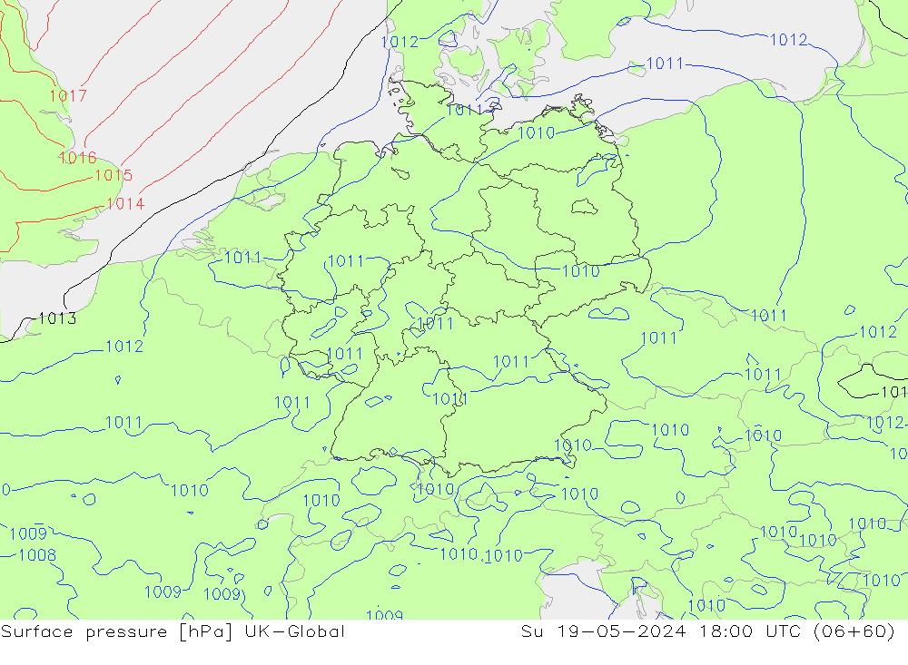 Luchtdruk (Grond) UK-Global zo 19.05.2024 18 UTC