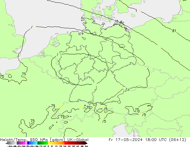 Height/Temp. 950 hPa UK-Global Pá 17.05.2024 18 UTC