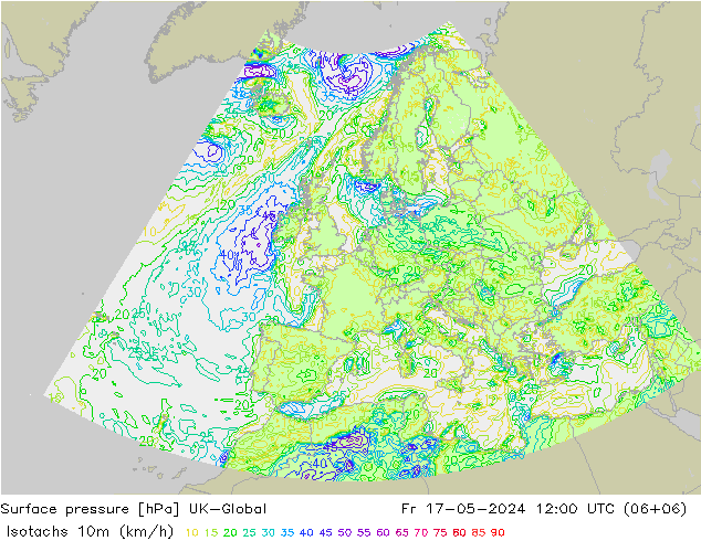 Isotachen (km/h) UK-Global Fr 17.05.2024 12 UTC