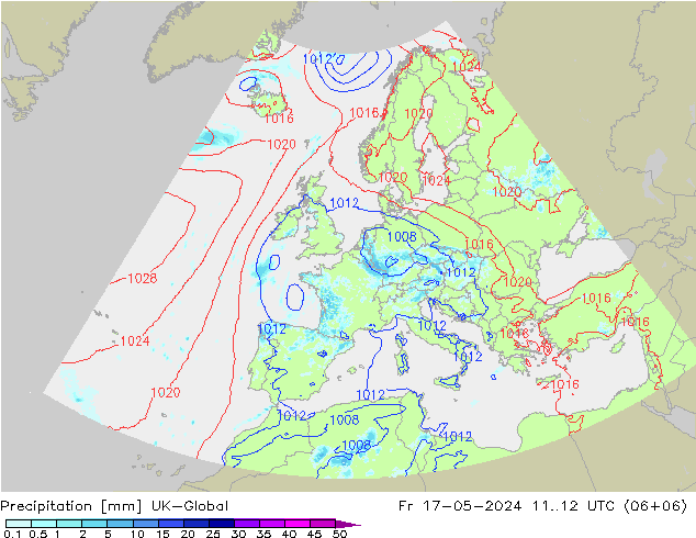 Precipitation UK-Global Fr 17.05.2024 12 UTC