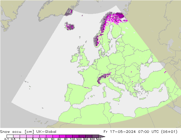 Snow accu. UK-Global Fr 17.05.2024 07 UTC