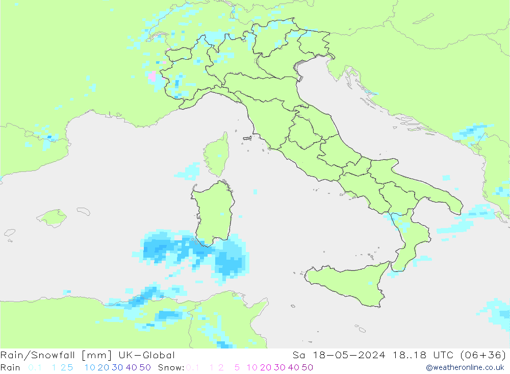 Rain/Snowfall UK-Global So 18.05.2024 18 UTC