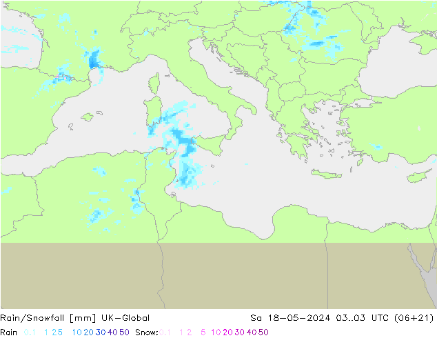 Rain/Snowfall UK-Global  18.05.2024 03 UTC