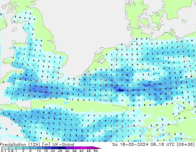 Precipitation (12h) UK-Global Sa 18.05.2024 18 UTC