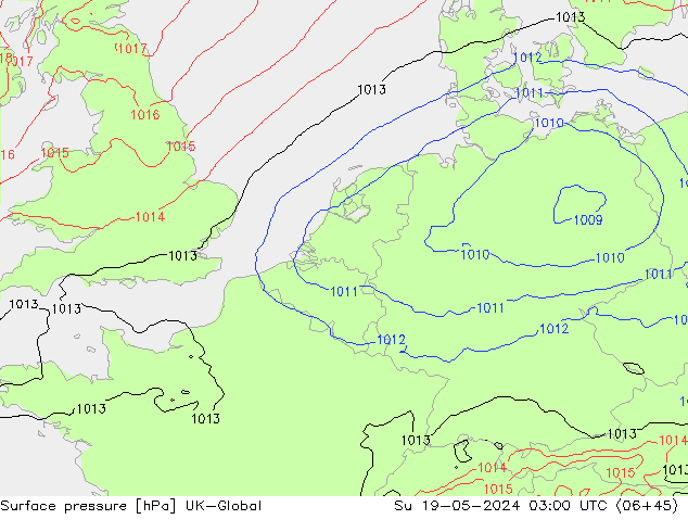 Surface pressure UK-Global Su 19.05.2024 03 UTC