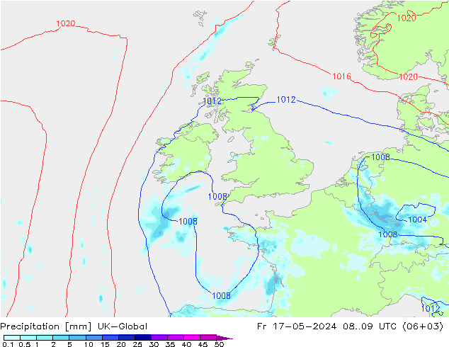 Srážky UK-Global Pá 17.05.2024 09 UTC