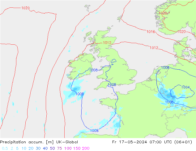 Toplam Yağış UK-Global Cu 17.05.2024 07 UTC