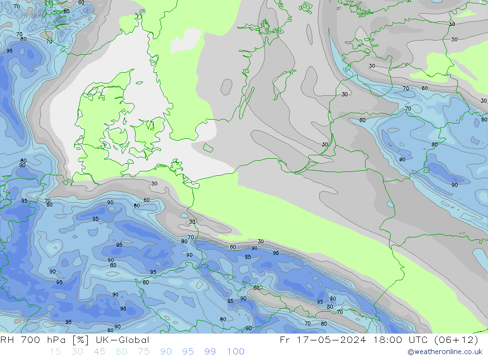 RH 700 hPa UK-Global Fr 17.05.2024 18 UTC