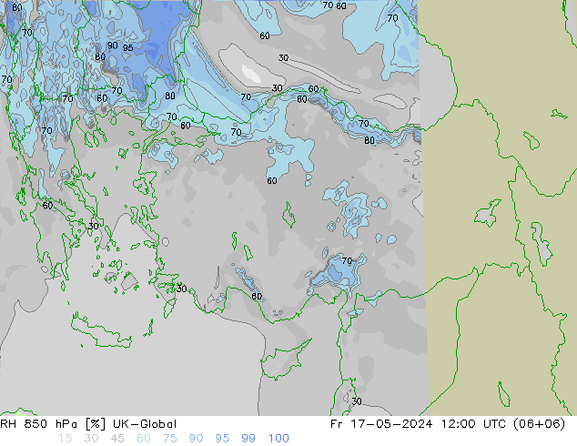 RH 850 hPa UK-Global Fr 17.05.2024 12 UTC