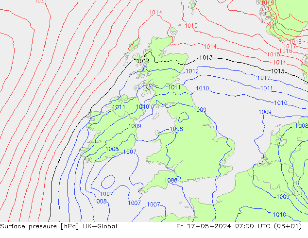 приземное давление UK-Global пт 17.05.2024 07 UTC