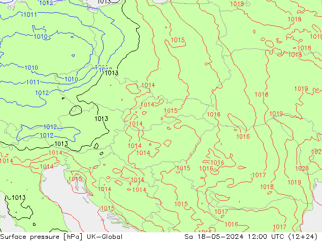 pressão do solo UK-Global Sáb 18.05.2024 12 UTC