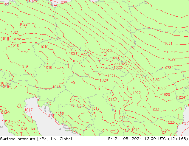 Surface pressure UK-Global Fr 24.05.2024 12 UTC