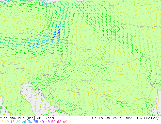 Viento 850 hPa UK-Global sáb 18.05.2024 15 UTC