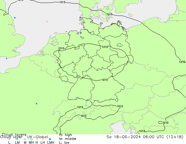 Cloud layer UK-Global sab 18.05.2024 06 UTC